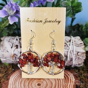 Red Jasper Tree of Life Earrings #1